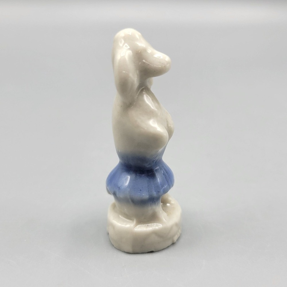 Vintage Wade Porcelain Figurine Blue & White Poodle Collectible England 1.75"